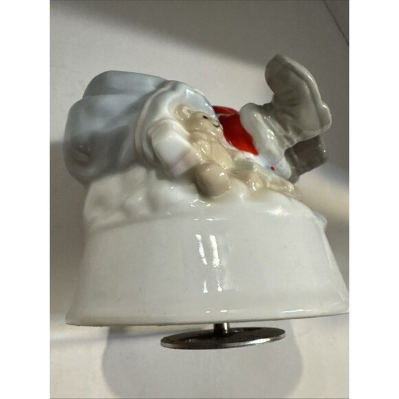 Vintage Handcrafted Musical Spinning Santa With Toy Bag E5 - Picture 10 of 11